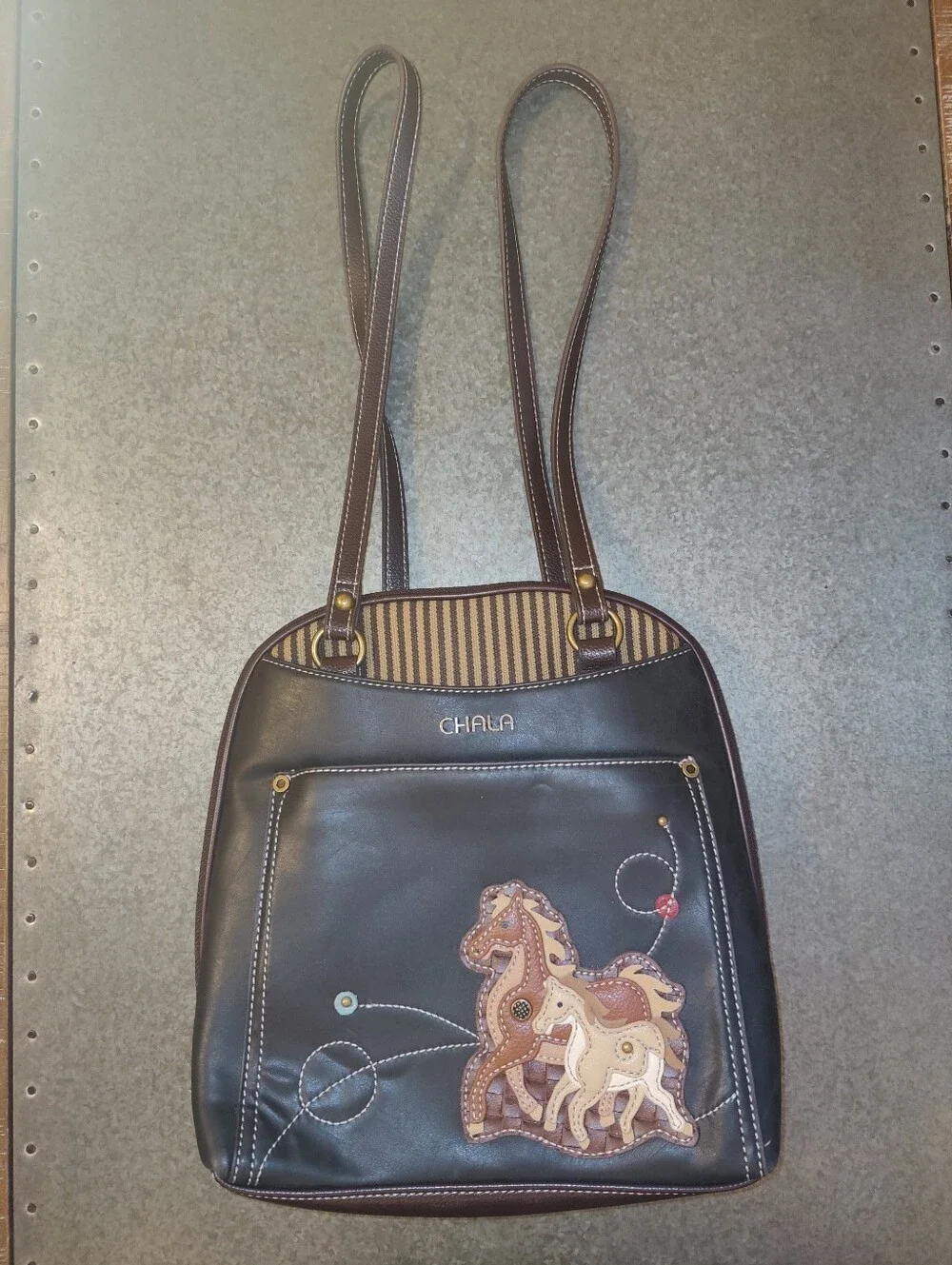 CHALA Convertible Backpack Purse Horse Family Faux Leather